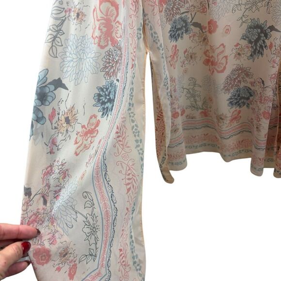 Ladies Floral Chiffon Kimono Duster‎ Short Sleeve One Size - Picture 4 of 9